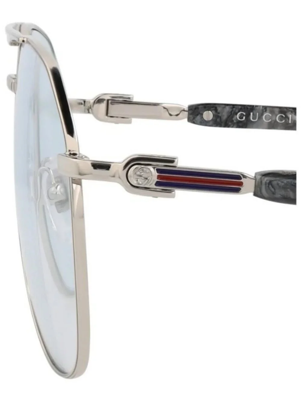 New Gucci Mens Aviator Silver Silver Transparent Fashion Designer Eyeglasses